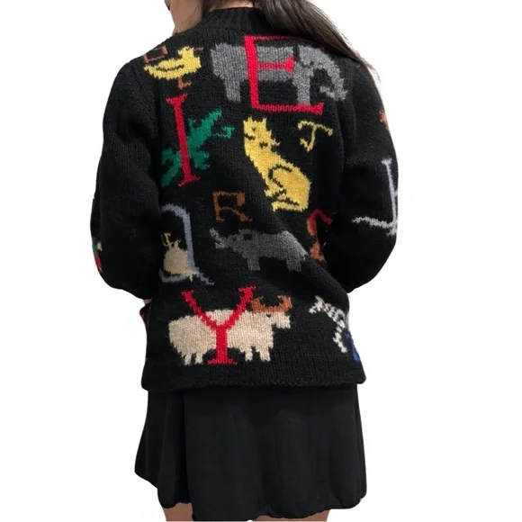Vtg Moussie Susan Bristol Sweater Cardigan Wool ABCs Back To School Novelty S - Picture 4 of 10